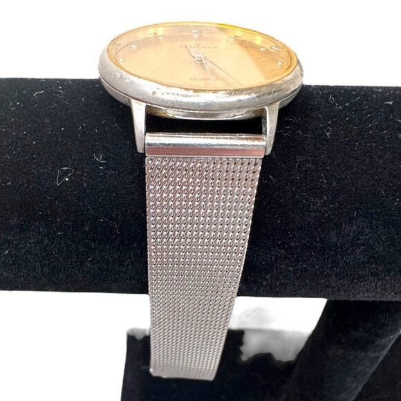 Vintage Mesh Peugeot Quartz Stainless Steel Watch Two Tone Gold Dial 9" READ - Picture 4 of 10